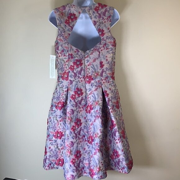 NWT. Aidan Mattox 6 Jacquard Open Back Flare Dress. - Picture 13 of 16